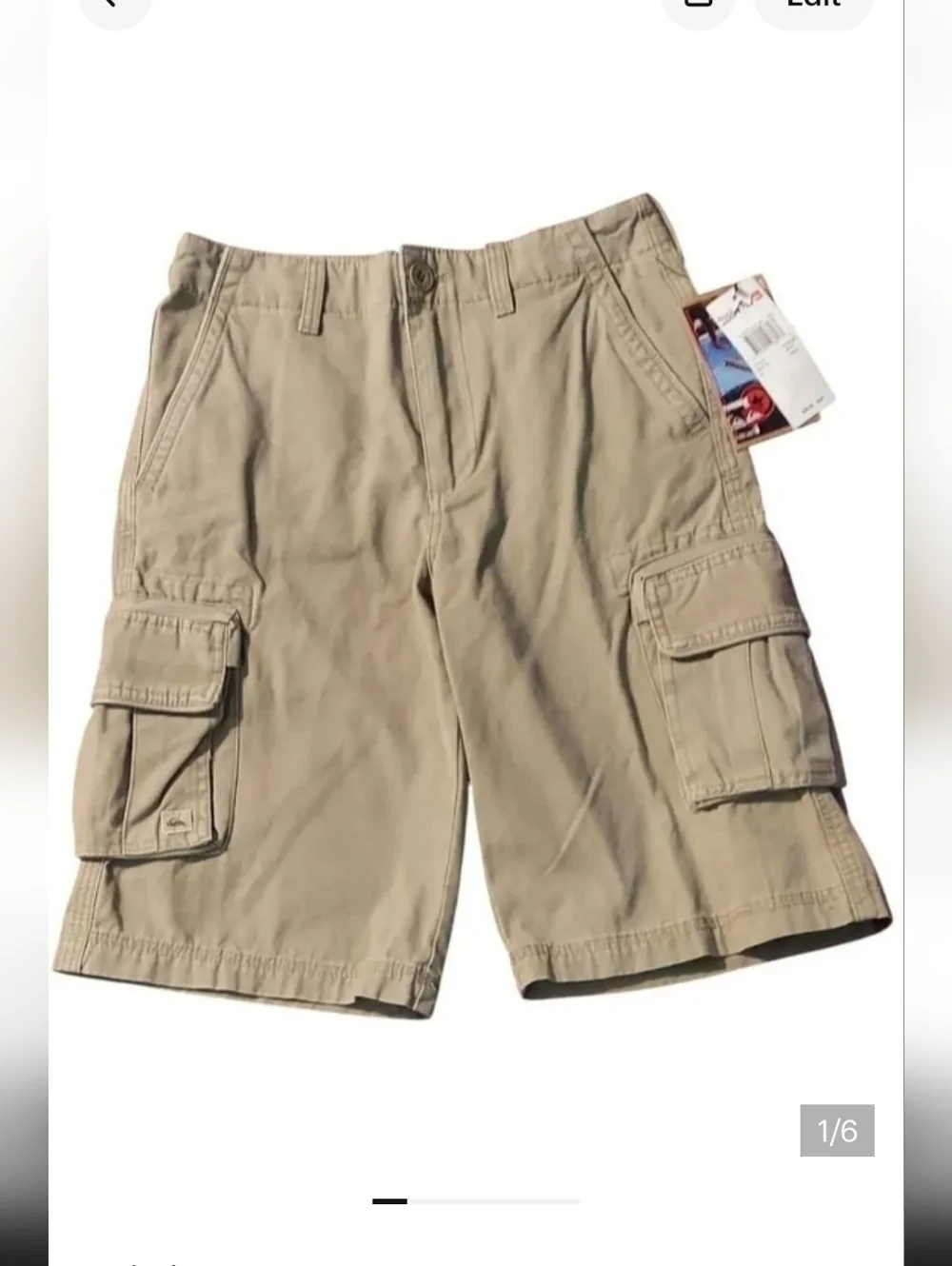 NWT Quiksilver Tan Cargo Boys Shorts with Utility Pockets ~size 12